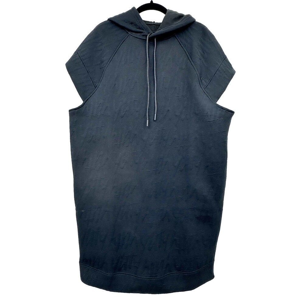 Yitty Womens L Black Major Label Backless Hoodie Dress Logo Jacquard Streetwear